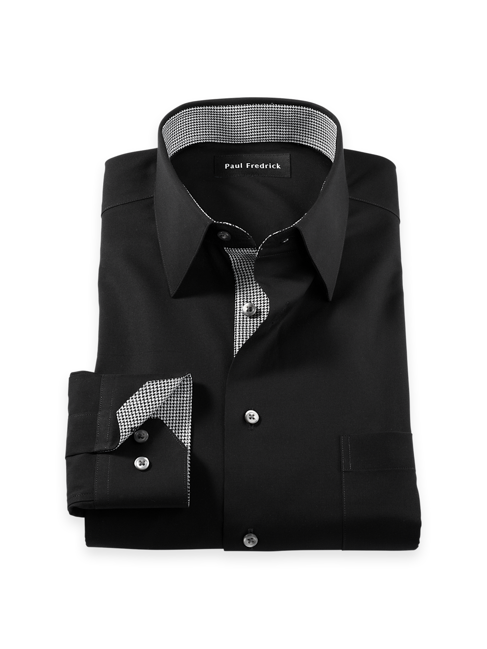 Men's Black Solid Shirts Trim Inside Neckband  Inside Cuffs  Button Side Of Placket