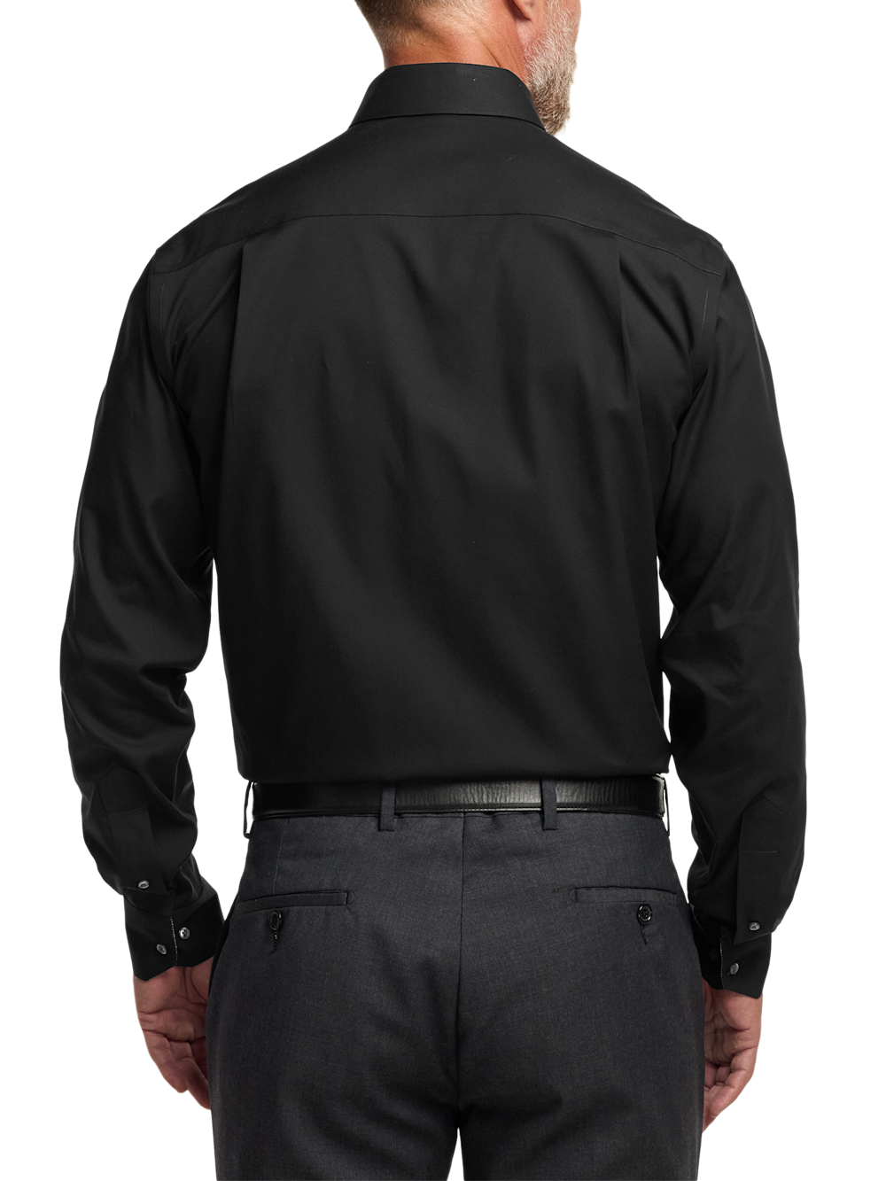 Alternate Shot of Men's Black Solid Shirts Trim Inside Neckband  Inside Cuffs  Button Side Of Placket - 4