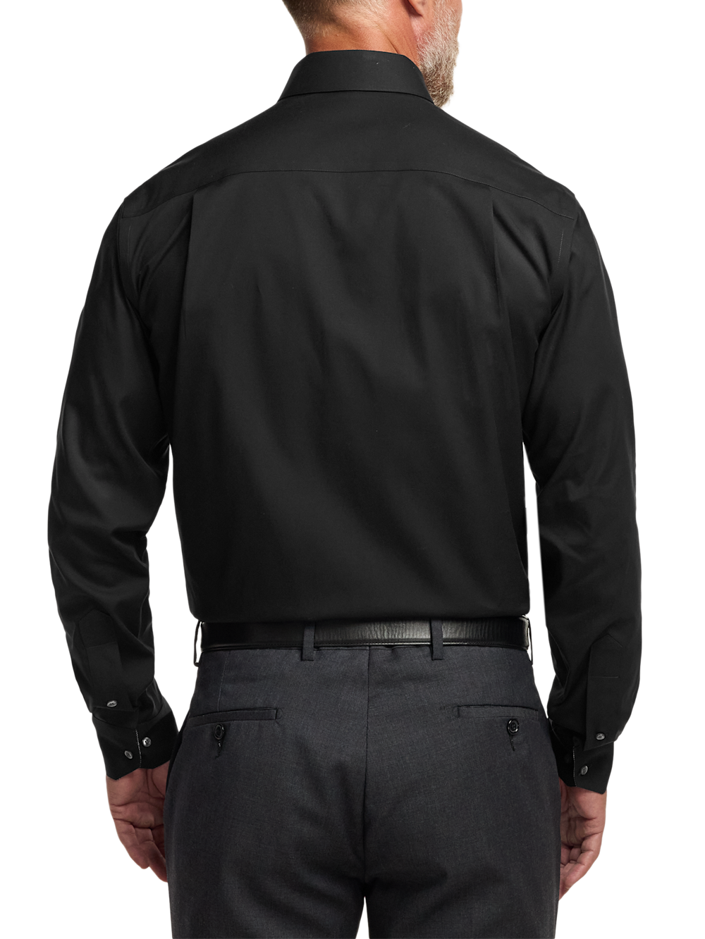 Alternate Shot of Men's Black Solid Shirts Trim Inside Neckband  Inside Cuffs  Button Side Of Placket - 4