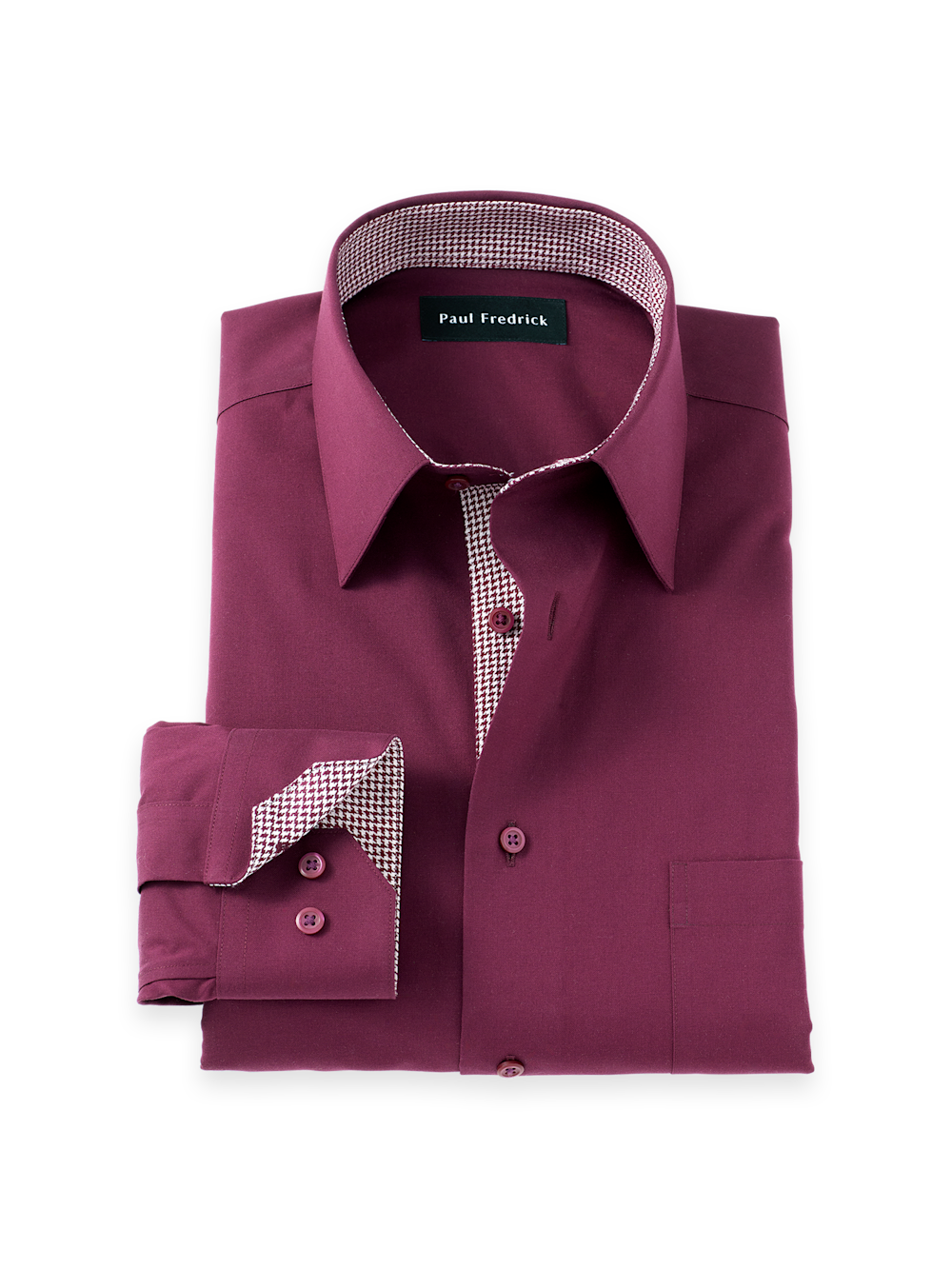 Men's Burgundy Solid Shirts Trim Inside Neckband  Inside Cuffs  Button Side Of Placket