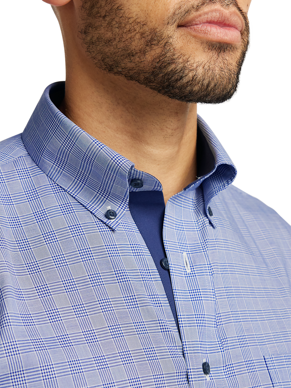 Alternate Shot of Men's Sodalite Plaid Shirts Trim Inside Neckband  Inside Cuffs  Button Side Of Placket - 2