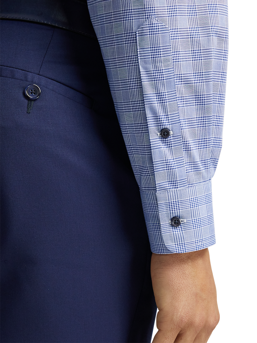 Alternate Shot of Men's Sodalite Plaid Shirts Trim Inside Neckband  Inside Cuffs  Button Side Of Placket - 3