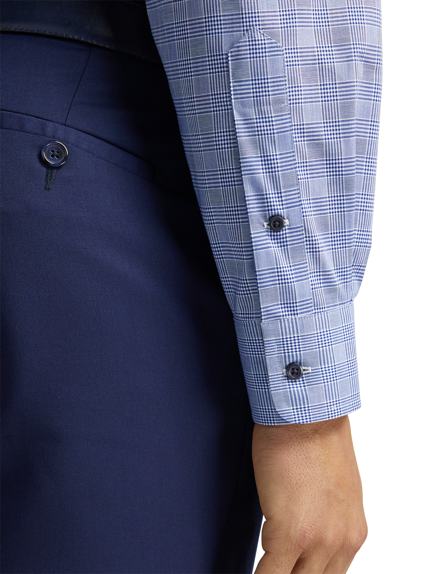 Non-Iron Cotton Plaid Dress Shirt With Contrast Trim - Sodalite