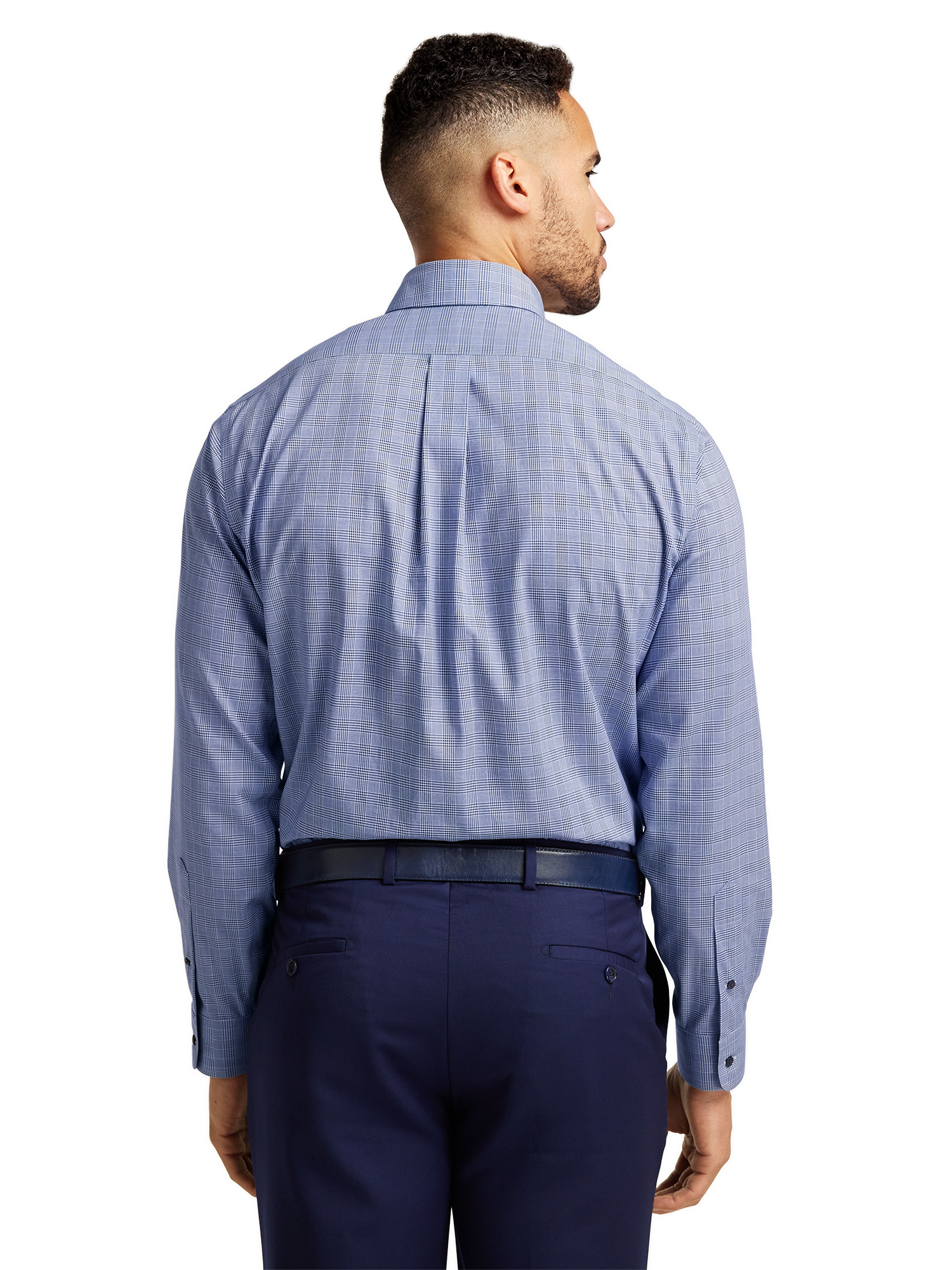 Non-Iron Cotton Plaid Dress Shirt With Contrast Trim - Sodalite