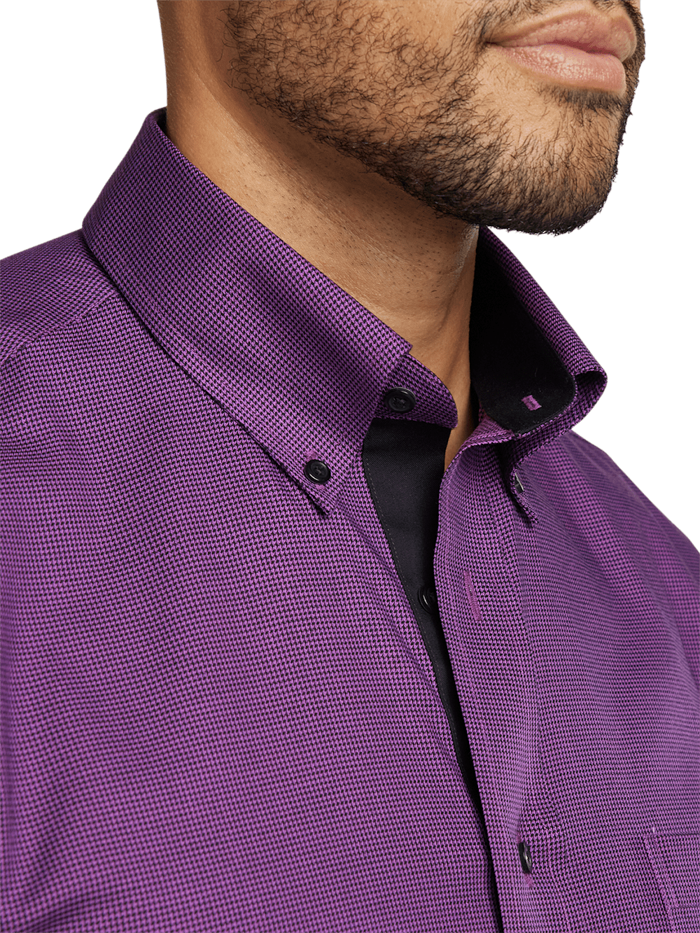 Alternate Image of Non-iron Cotton Houndstooth Dress Shirt With Contrast Trim-2