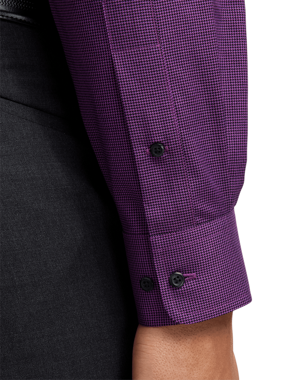 Alternate Image of Non-iron Cotton Houndstooth Dress Shirt With Contrast Trim-3