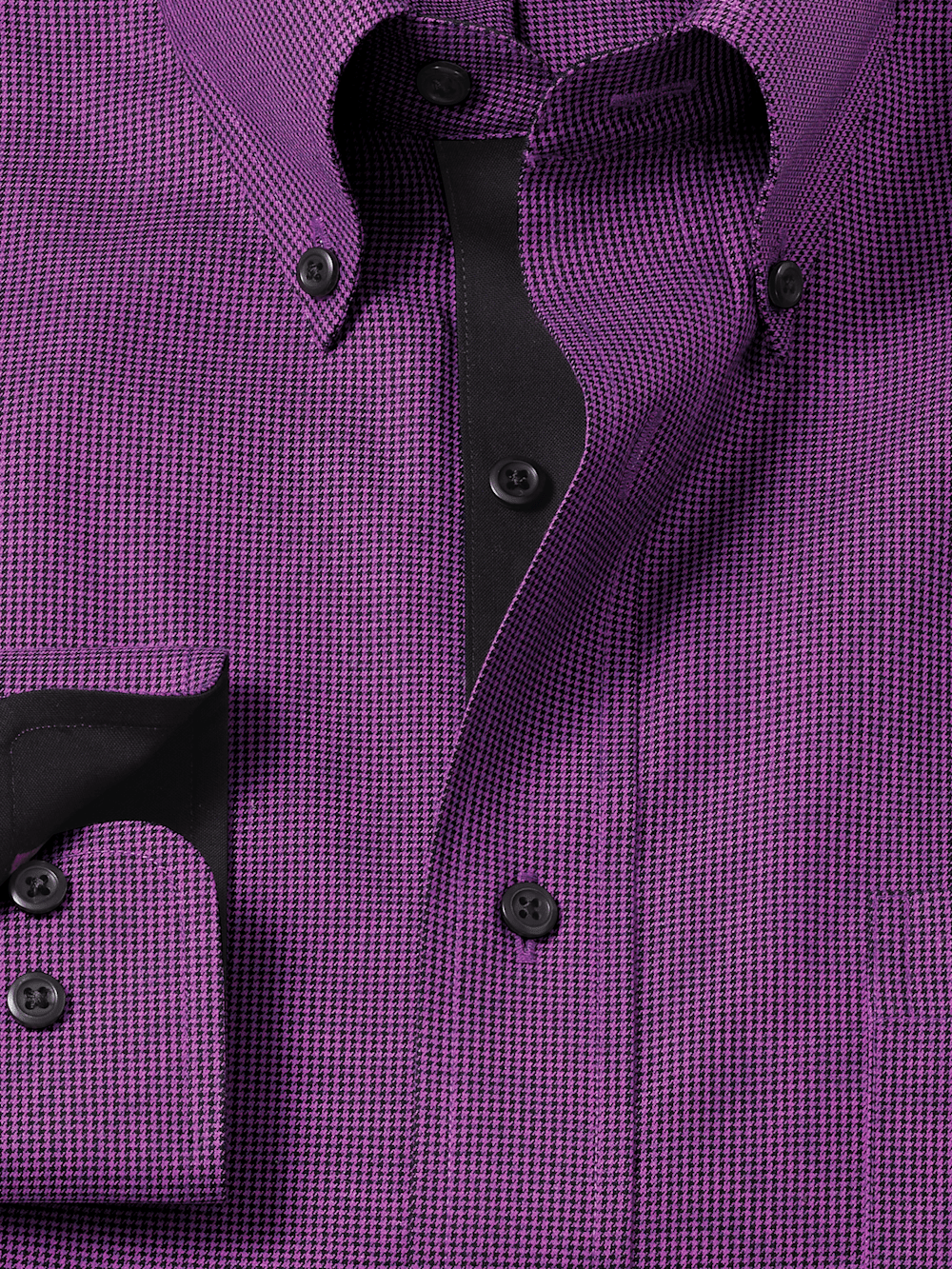 Alternate Image of Non-iron Cotton Houndstooth Dress Shirt With Contrast Trim-5