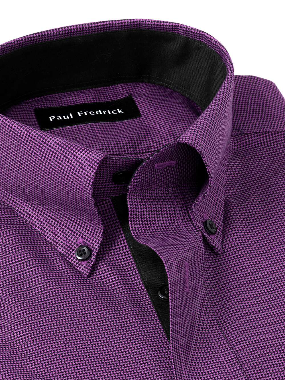 Alternate Image of Non-iron Cotton Houndstooth Dress Shirt With Contrast Trim-6