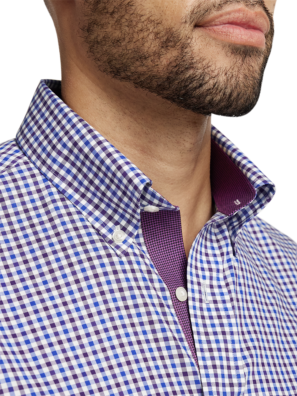 Alternate Image of Non-iron Cotton Gingham Dress Shirt With Contrast Trim-2