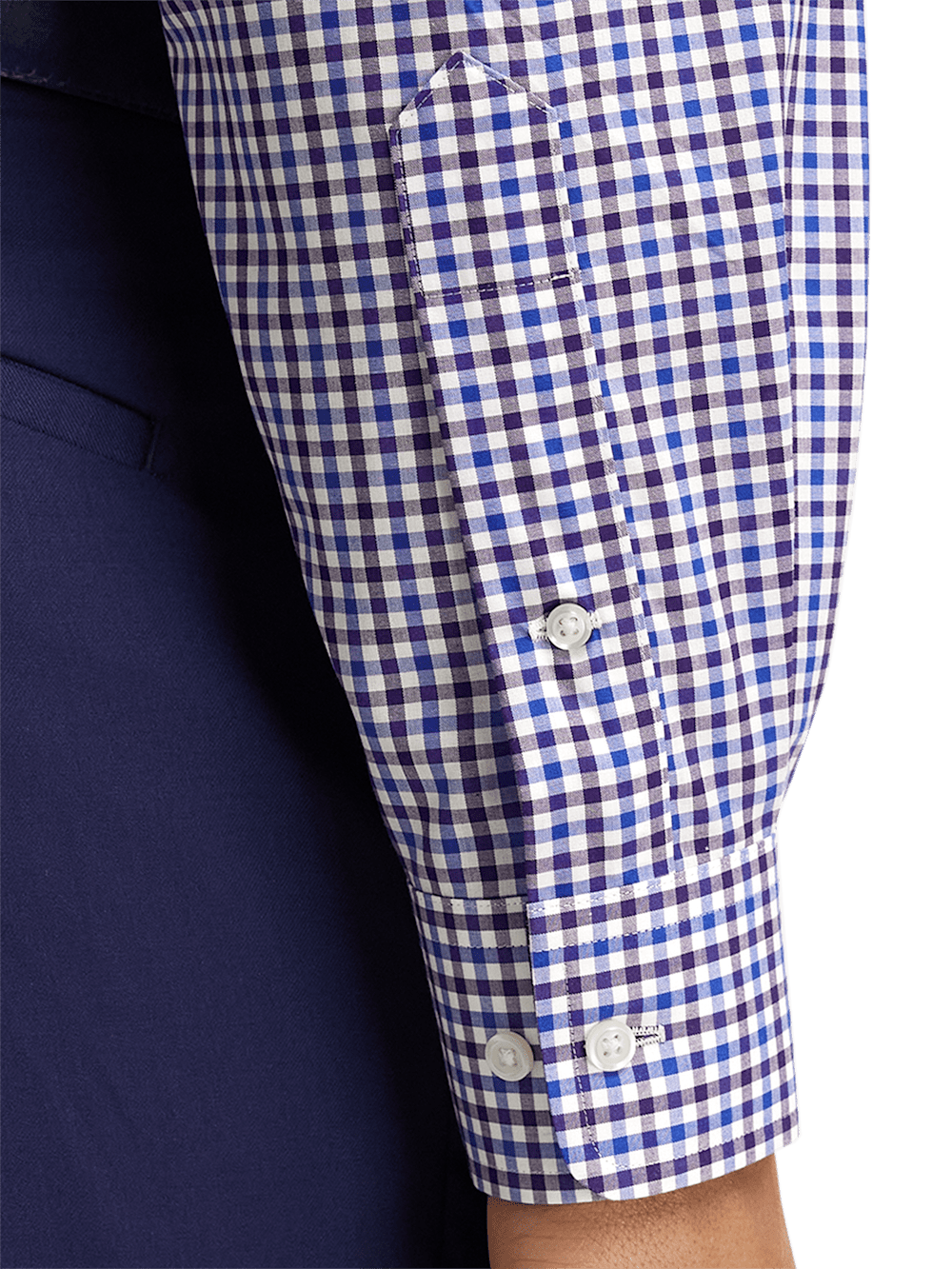 Alternate Image of Non-iron Cotton Gingham Dress Shirt With Contrast Trim-3