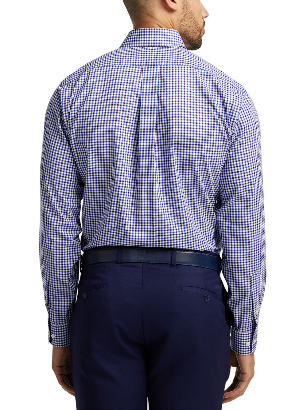 Alternate Image of Non-iron Cotton Gingham Dress Shirt With Contrast Trim-4