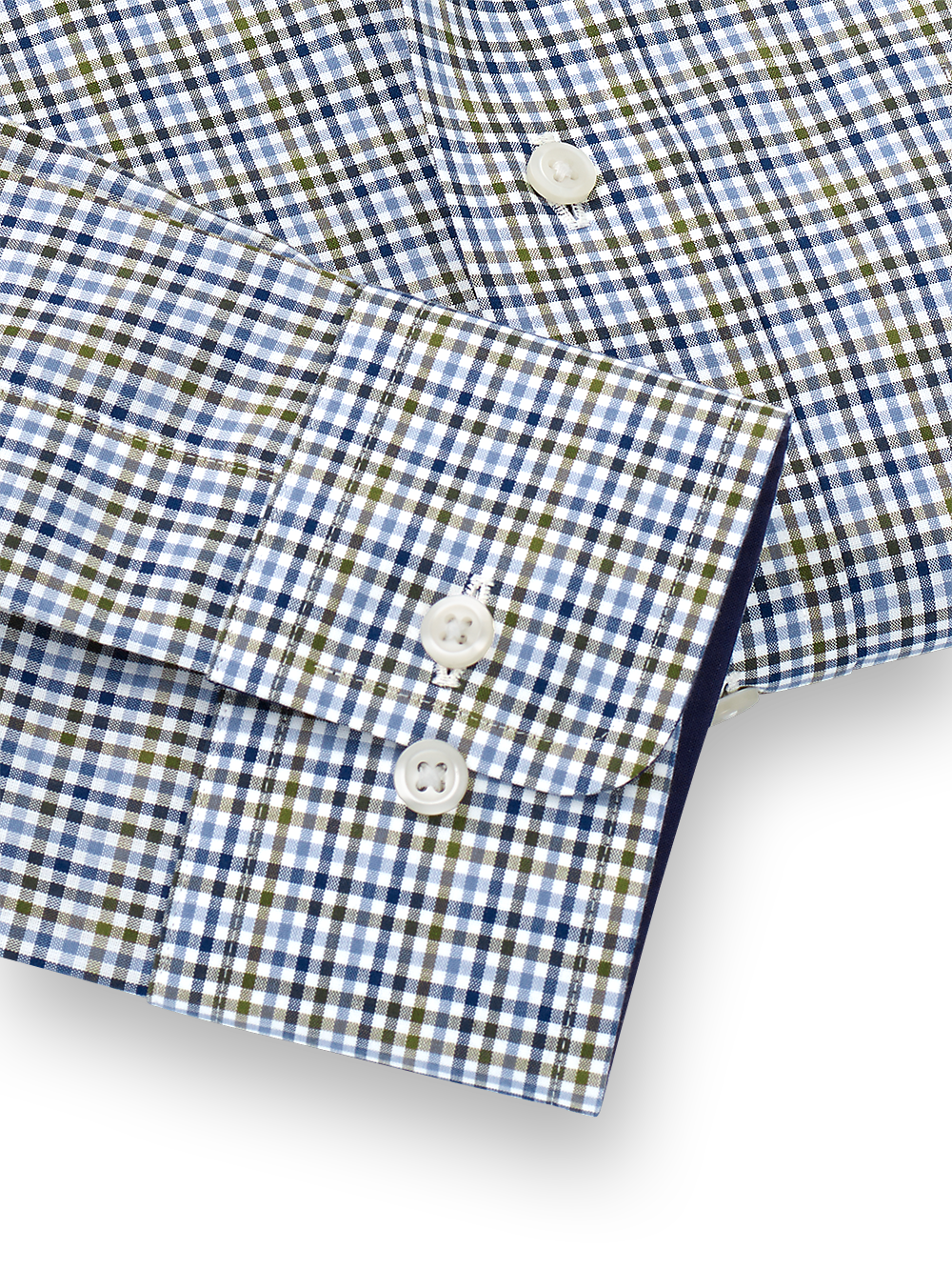 Alternate Image of Non-iron Cotton Tattersall Dress Shirt With Contrast Trim-3