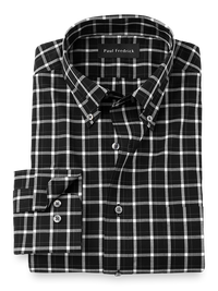 Non-Iron Cotton Windowpane Dress Shirt - Black/white