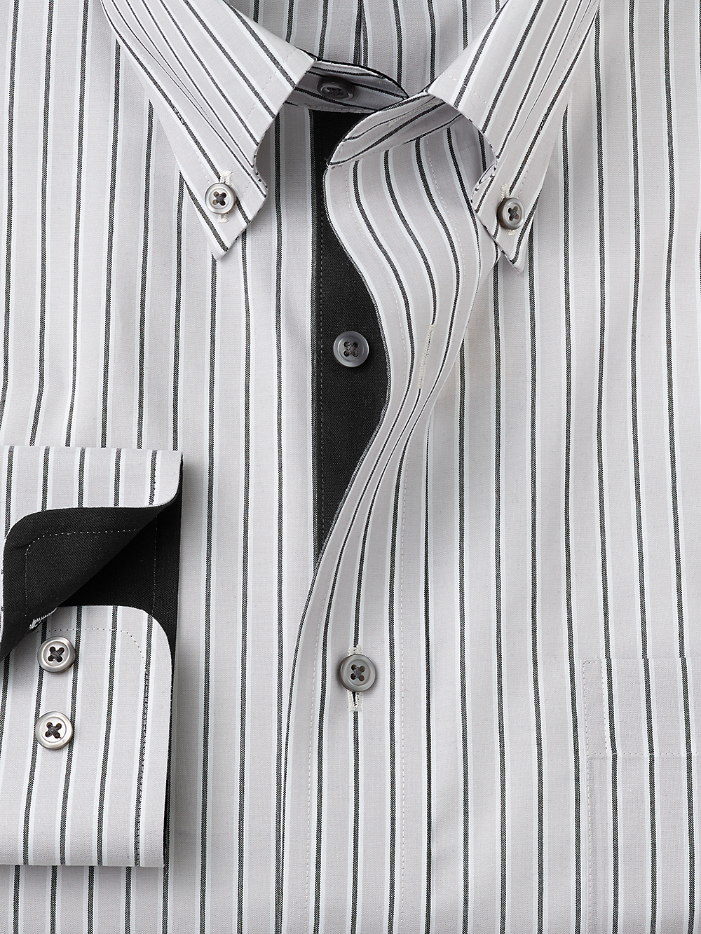 Alternate Image of Non-iron Cotton Stripe Dress Shirt With Contrast Trim-1
