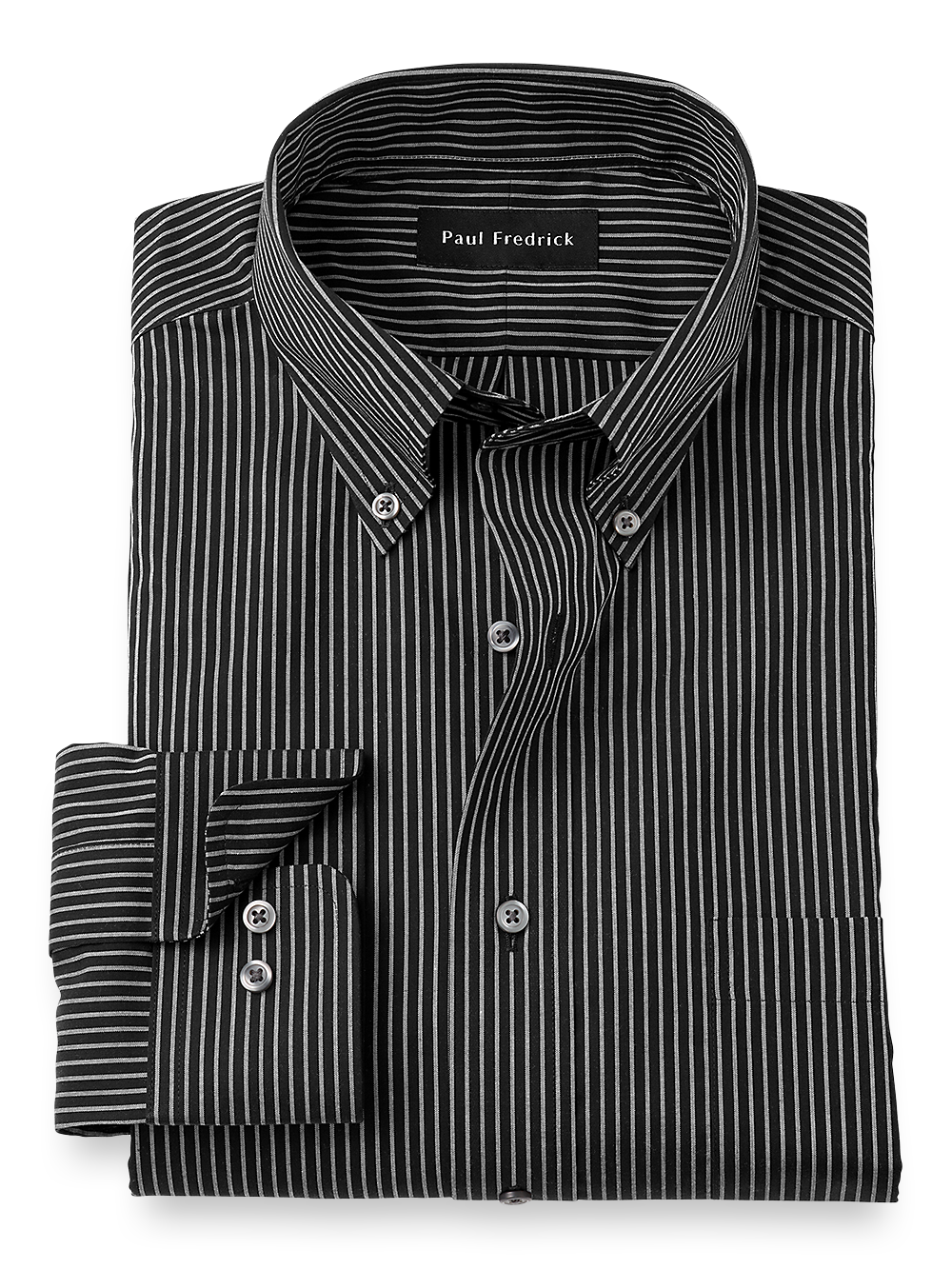 Product Image of Non-iron Cotton Stripe Dress Shirt-Black