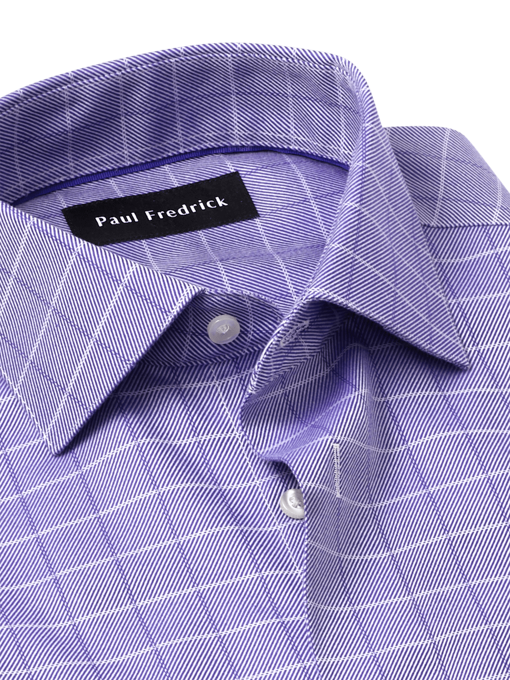 Comfort Stretch Non-Iron Check Dress Shirt - Purple Paul Fredrick Comfort Stretch Non-Iron Check Dress Shirt - Purple Paul Fredrick