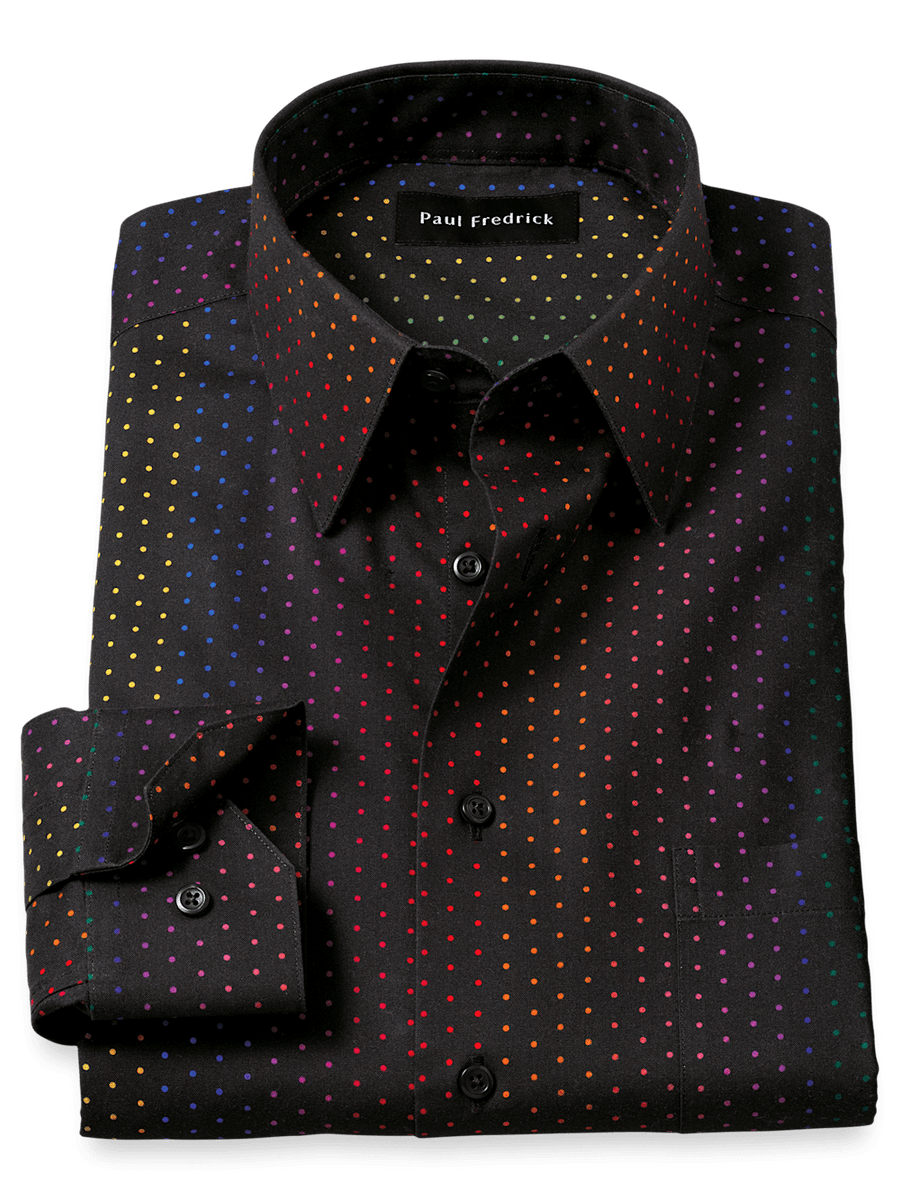 Mens black polka dot dress shirt on sale