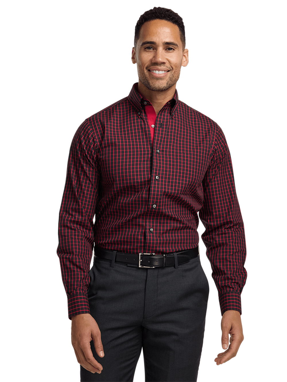 Red check dress shirt shop