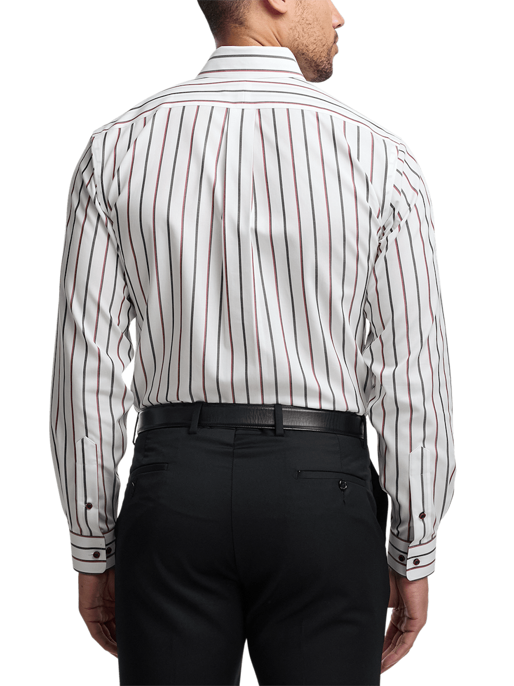Non-Iron Cotton Stripe Dress Shirt With Contrast Trim