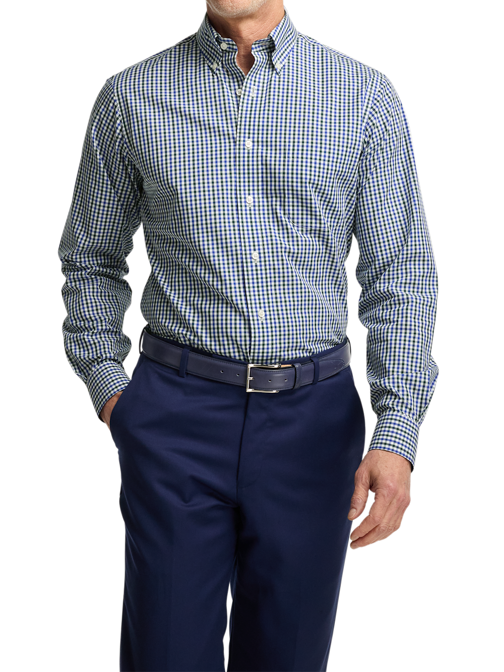 Alternate Image of Non-iron Cotton Gingham Dress Shirt With Contrast Trim-1