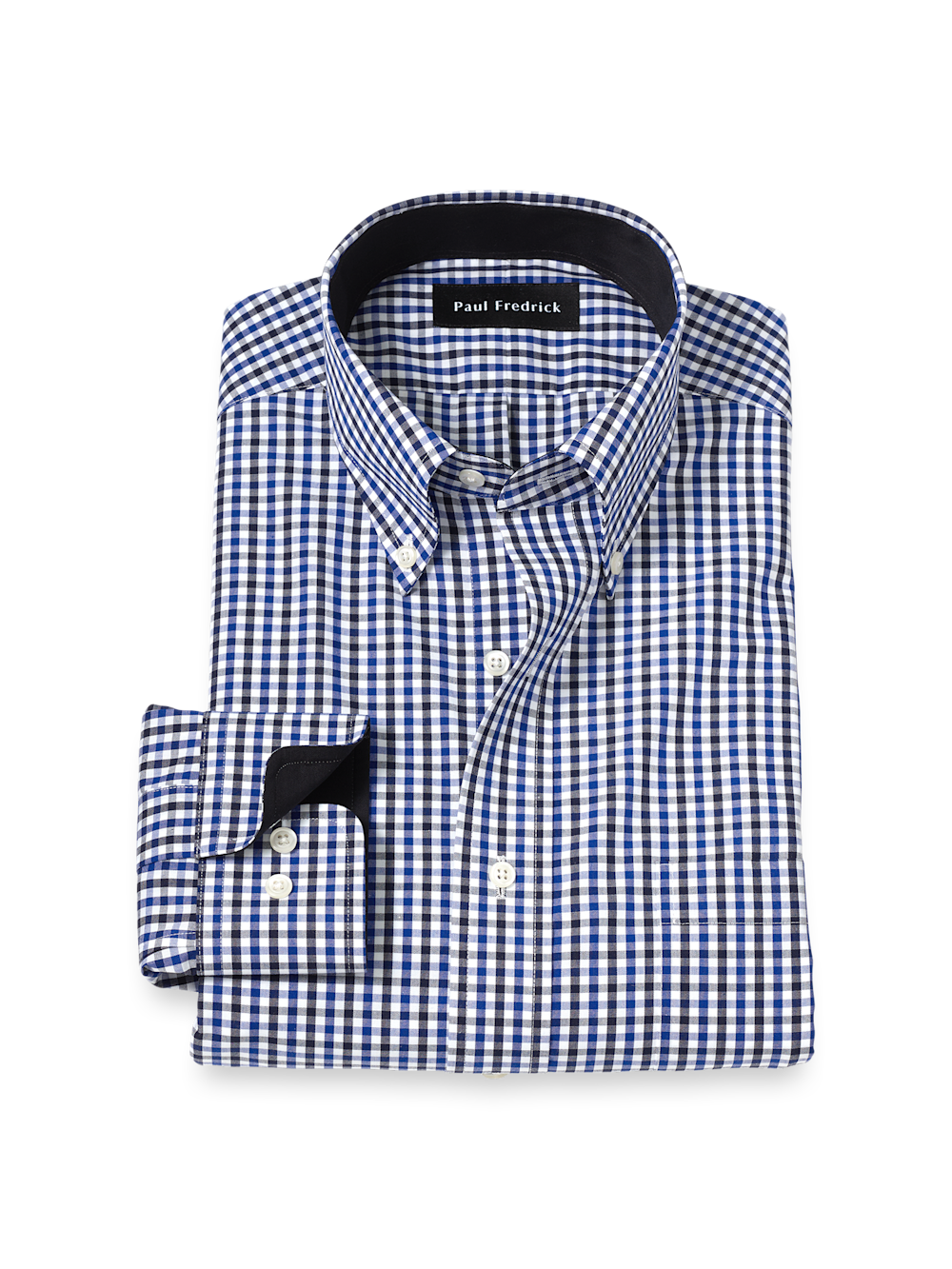 Men's Blue/Black Check Shirts Contrast Fabric Inside Neckband And Cuffs