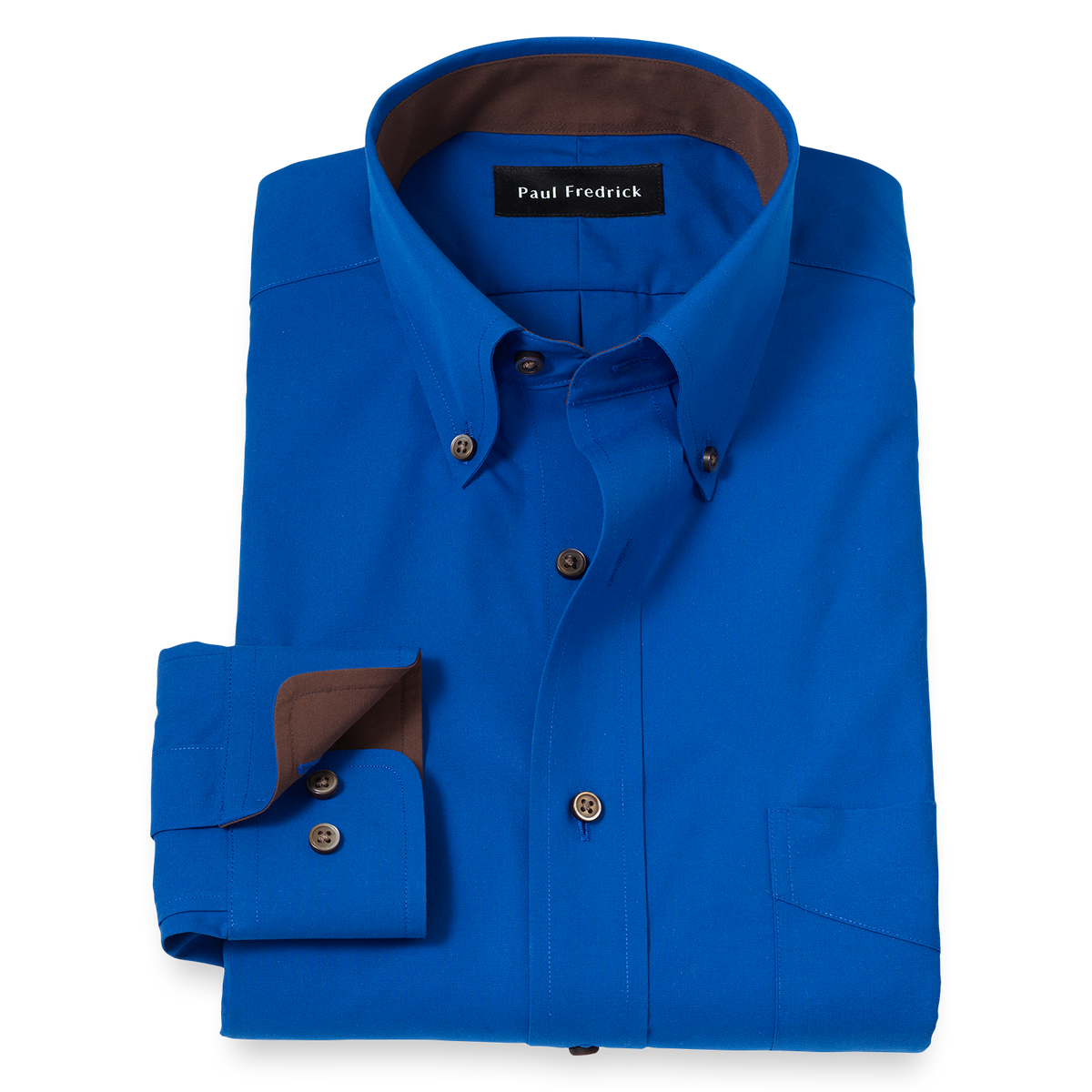Non-Iron Cotton Solid Dress Shirt With Contrast Trim - Cobalt Slim Fit / 14.5 / 33 Non-Iron Cotton Solid Dress Shirt With Contrast Trim - Cobalt Slim Fit / 14.5 / 33