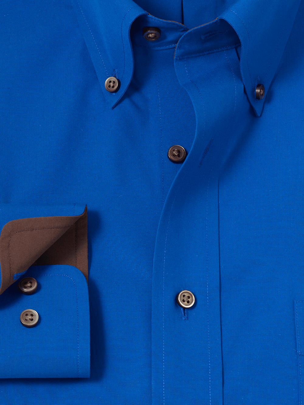 Non-Iron Cotton Solid Dress Shirt With Contrast Trim - Cobalt - Classic Fit / 15 / 32 Non-Iron Cotton Solid Dress Shirt With Contrast Trim - Cobalt - Classic Fit / 15 / 32
