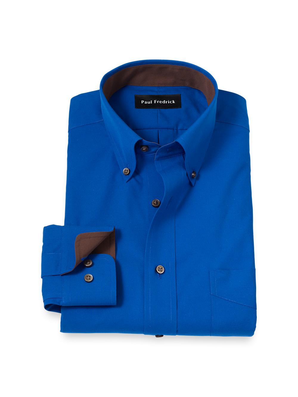 Men's Cobalt Solid Shirts Contrast Fabric Inside Neckband And Cuffs