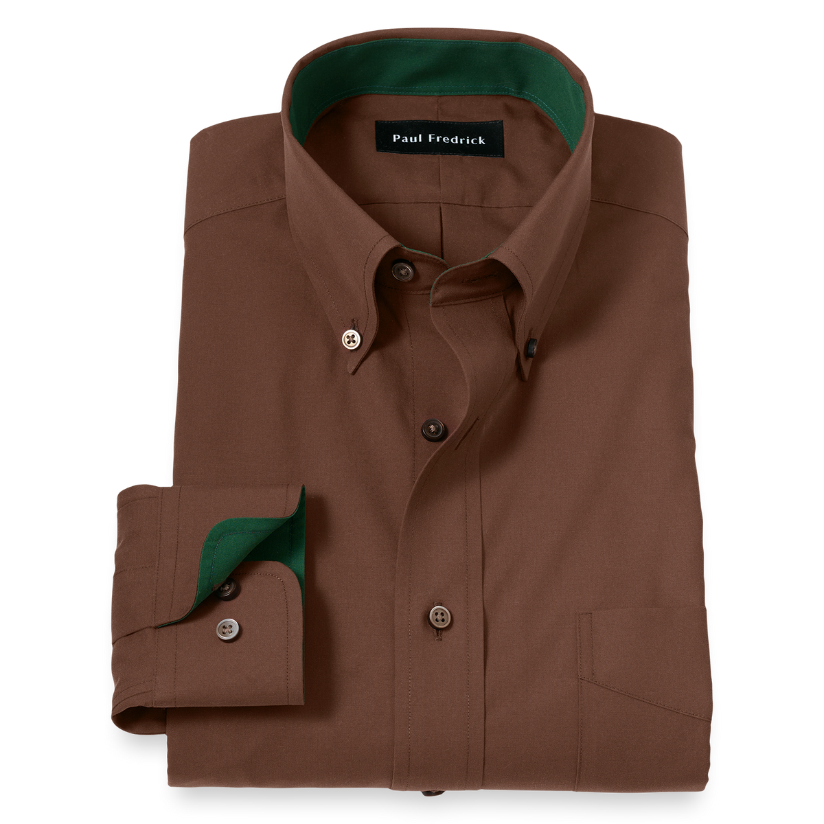 Non-Iron Cotton Solid Dress Shirt with Contrast Trim