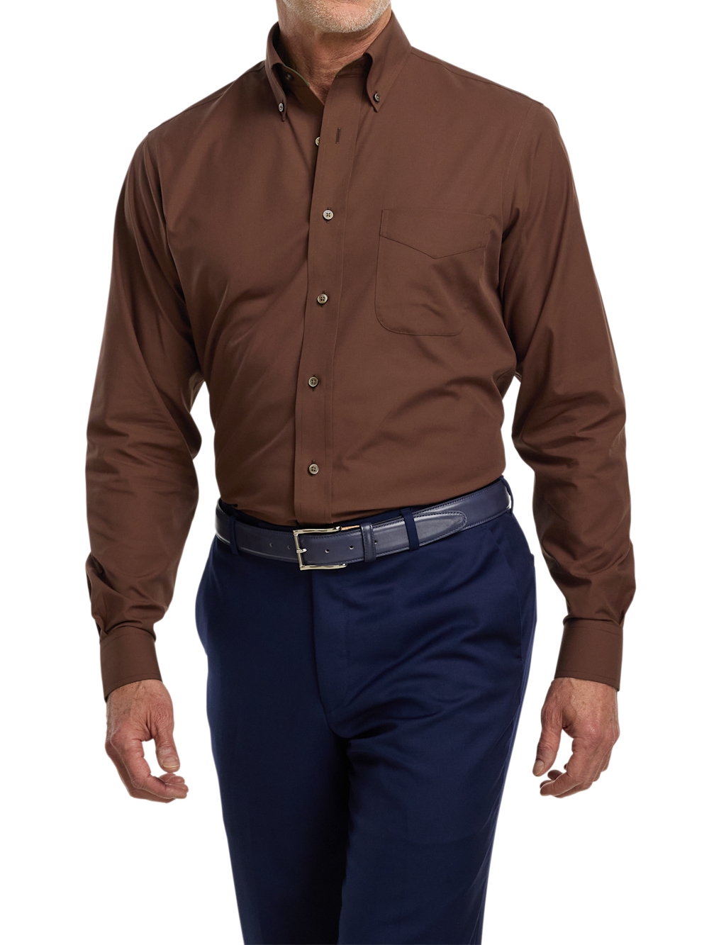 Alternate Image of Non-iron Cotton Solid Dress Shirt With Contrast Trim-1