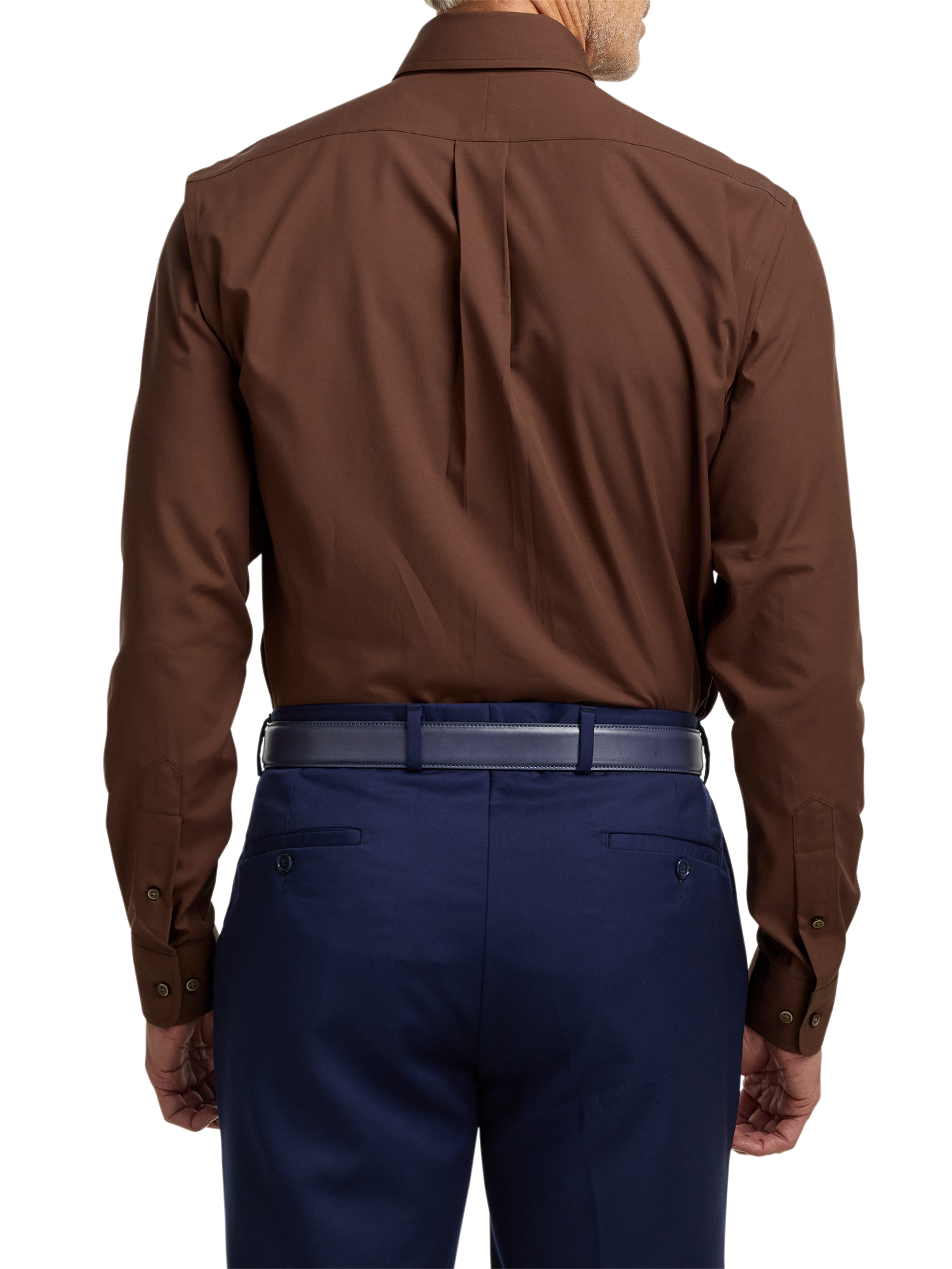 Non-Iron Cotton Solid Dress Shirt with Contrast Trim - Brown Classic Fit / 16 / 37 Non-Iron Cotton Solid Dress Shirt with Contrast Trim - Brown Classic Fit / 16 / 37