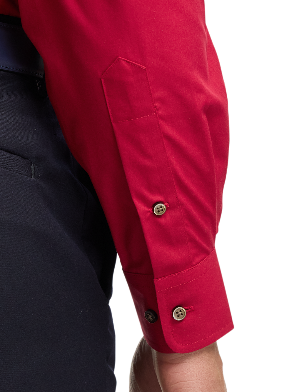 Non-Iron Cotton Solid Dress Shirt With Contrast Trim - Red Classic Fit / 18 / 38 Non-Iron Cotton Solid Dress Shirt With Contrast Trim - Red Classic Fit / 18 / 38