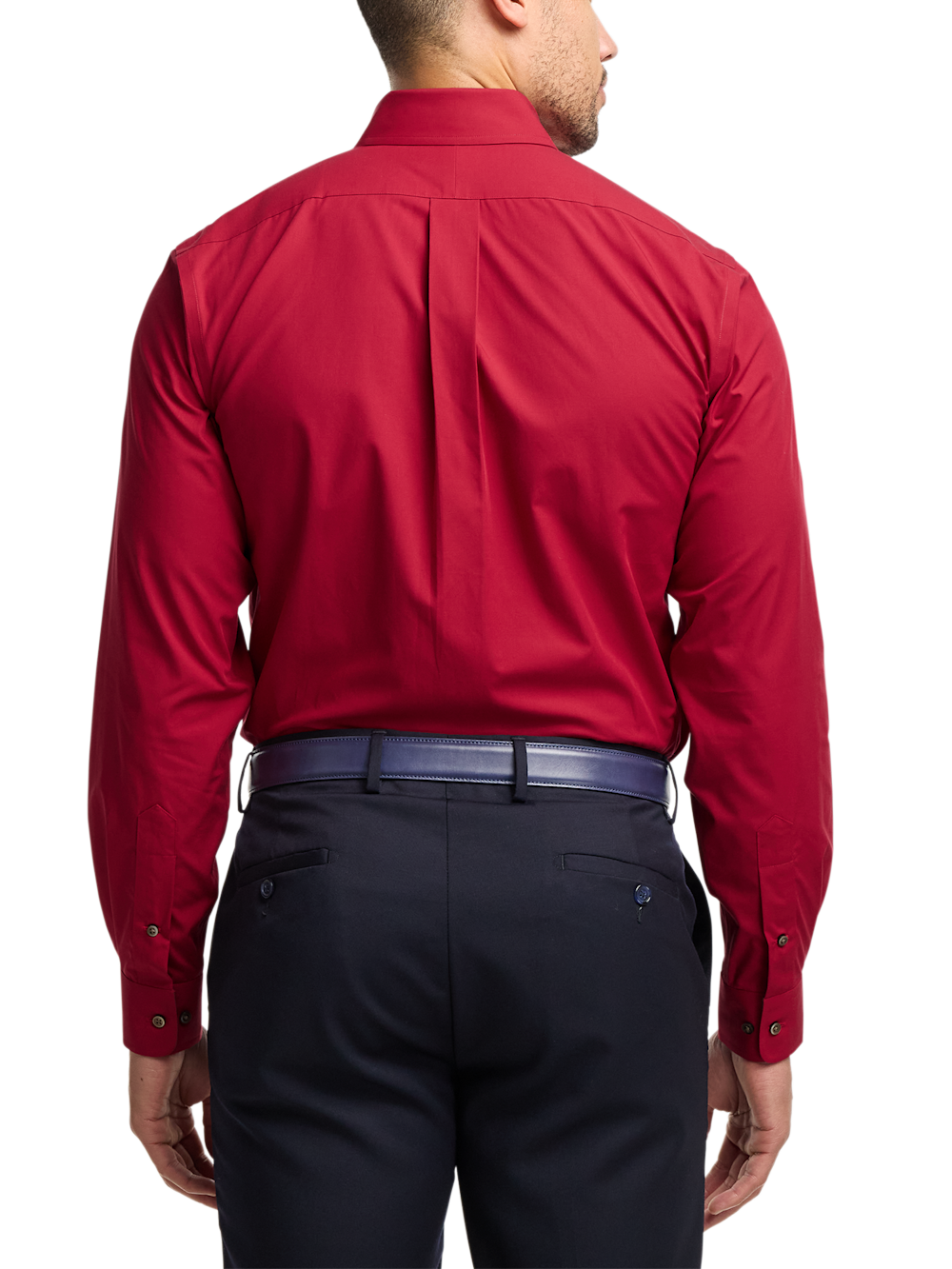 Non-Iron Cotton Solid Dress Shirt With Contrast Trim - Red Classic Fit / 18 / 38 Non-Iron Cotton Solid Dress Shirt With Contrast Trim - Red Classic Fit / 18 / 38