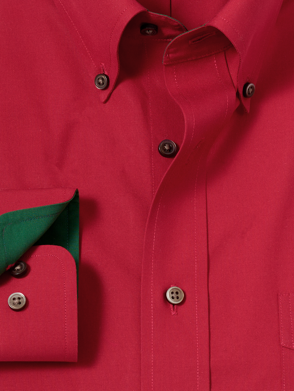 Non-Iron Cotton Solid Dress Shirt With Contrast Trim Non-Iron Cotton Solid Dress Shirt With Contrast Trim