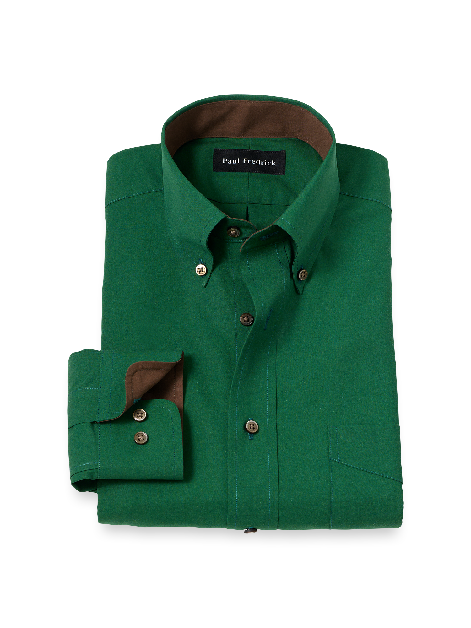 Non-Iron Cotton Solid Dress Shirt With Contrast Trim