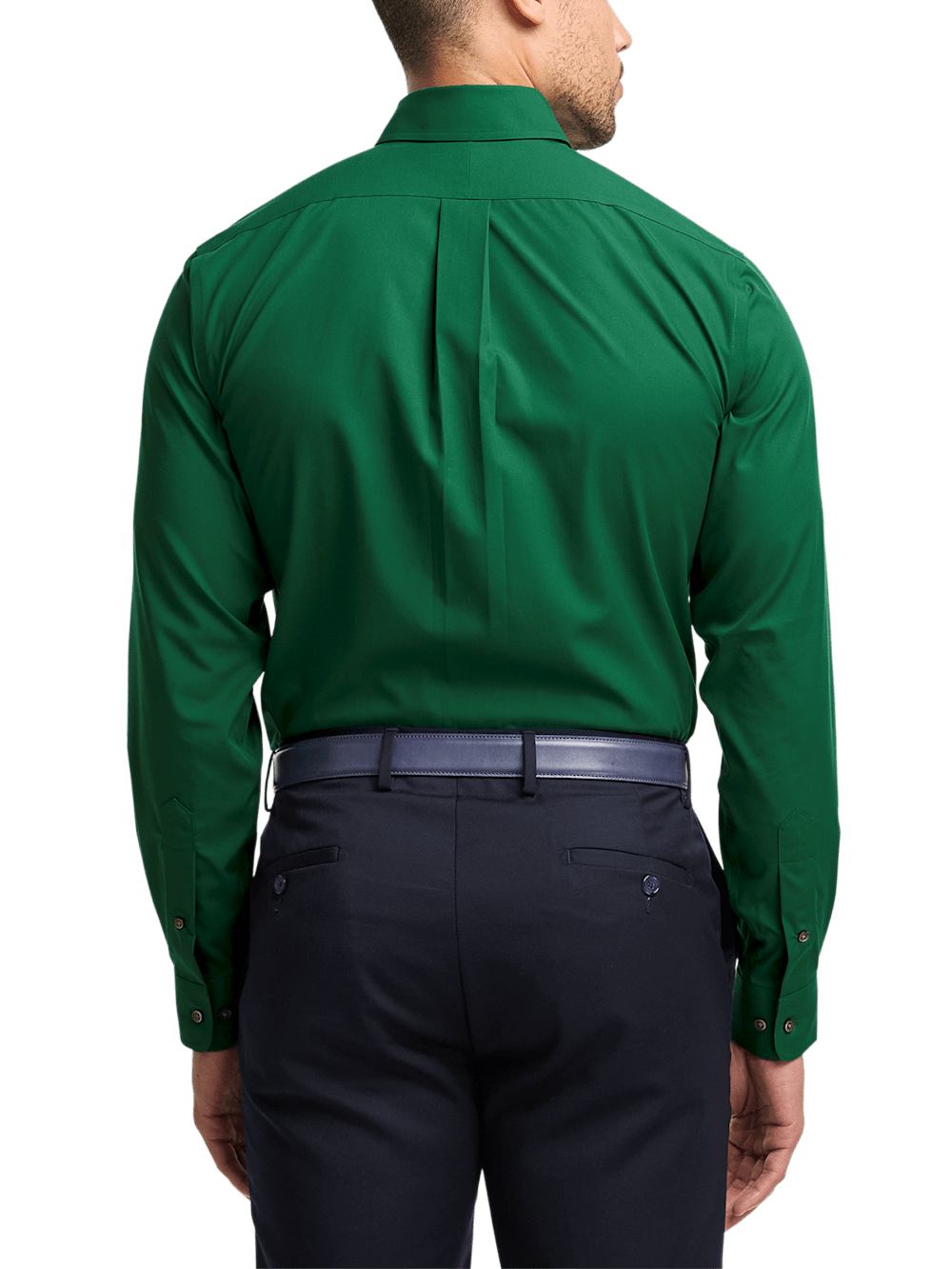 Non-Iron Cotton Solid Dress Shirt With Contrast Trim - Green Classic Fit / 16 / 32 Non-Iron Cotton Solid Dress Shirt With Contrast Trim - Green Classic Fit / 16 / 32