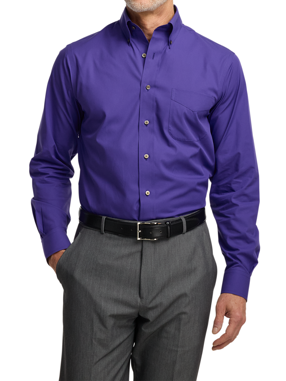 Alternate Image of Non-iron Cotton Solid Dress Shirt With Contrast Trim-1