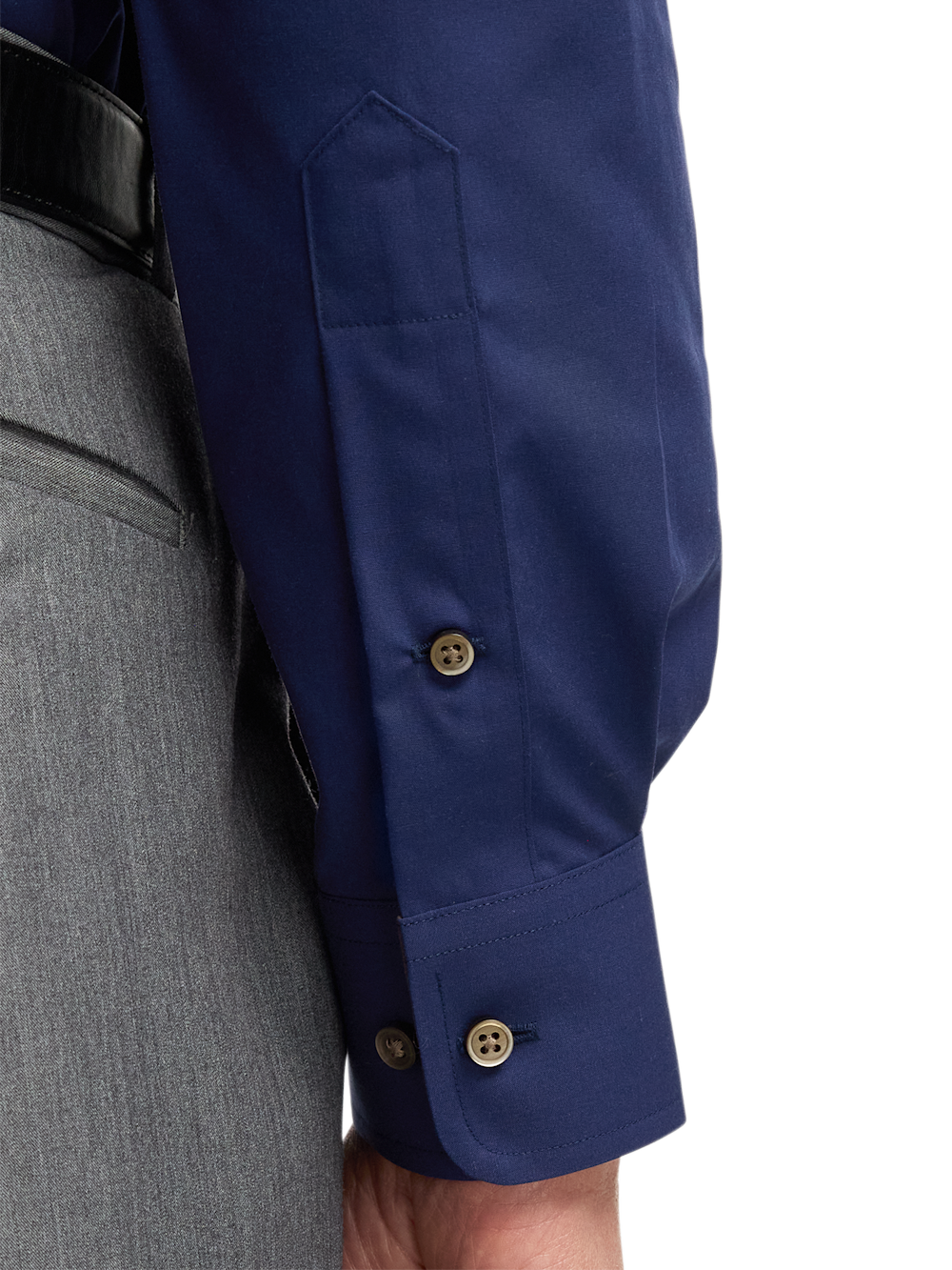 Non-Iron Cotton Solid Dress Shirt With Contrast Trim - Navy Paul Fredrick Non-Iron Cotton Solid Dress Shirt With Contrast Trim - Navy Paul Fredrick