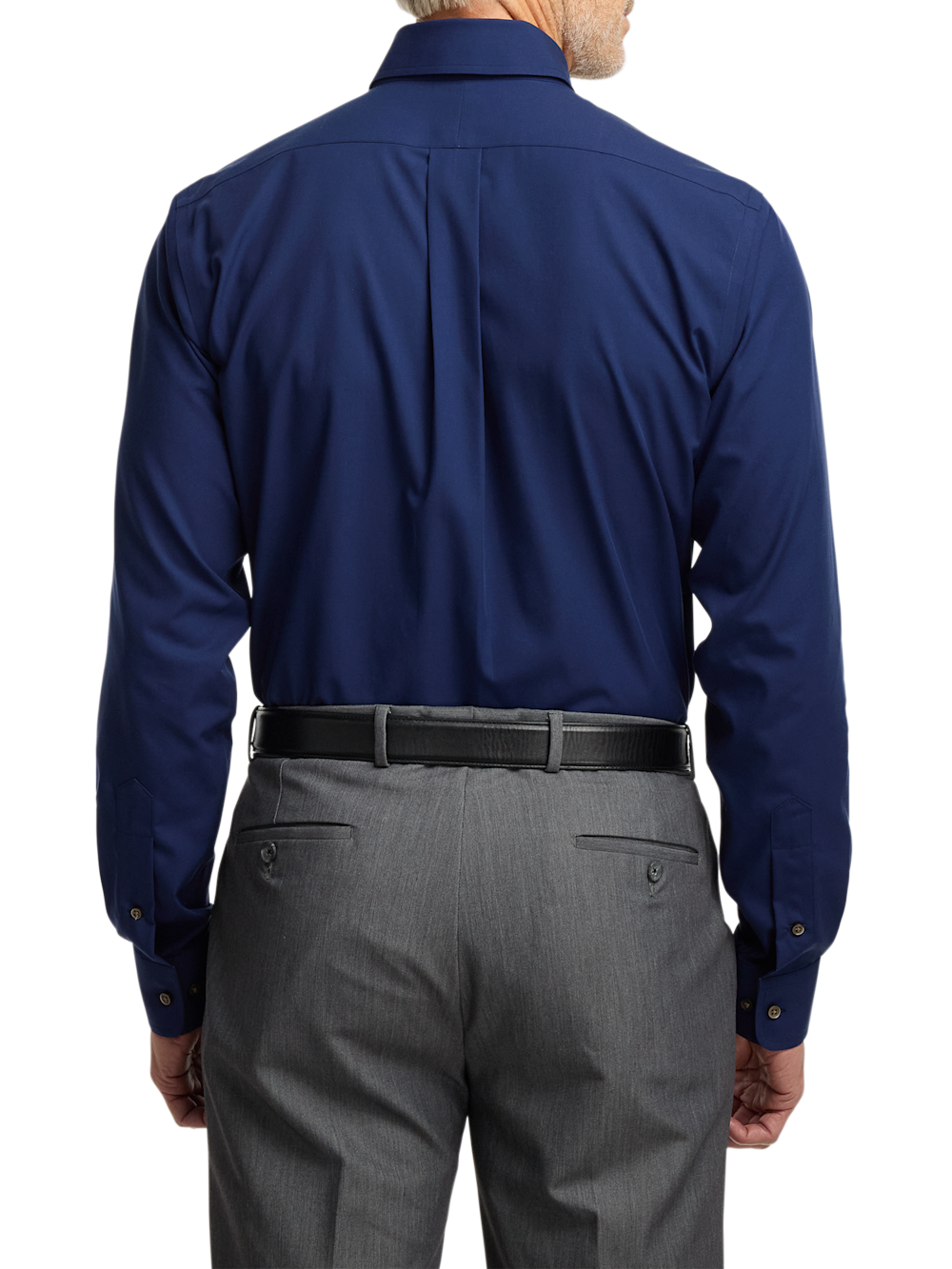 Non-Iron Cotton Solid Dress Shirt With Contrast Trim - Navy Slim Fit / 16 / 36 Non-Iron Cotton Solid Dress Shirt With Contrast Trim - Navy Slim Fit / 16 / 36