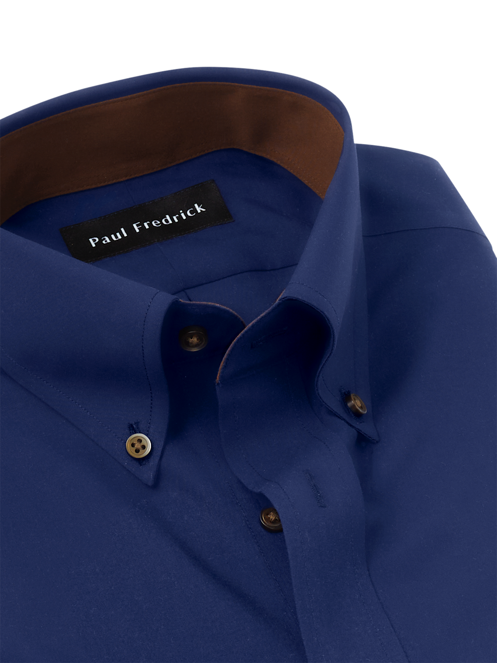 Non-Iron Cotton Solid Dress Shirt With Contrast Trim - Navy Slim Fit / 16 / 36 Non-Iron Cotton Solid Dress Shirt With Contrast Trim - Navy Slim Fit / 16 / 36