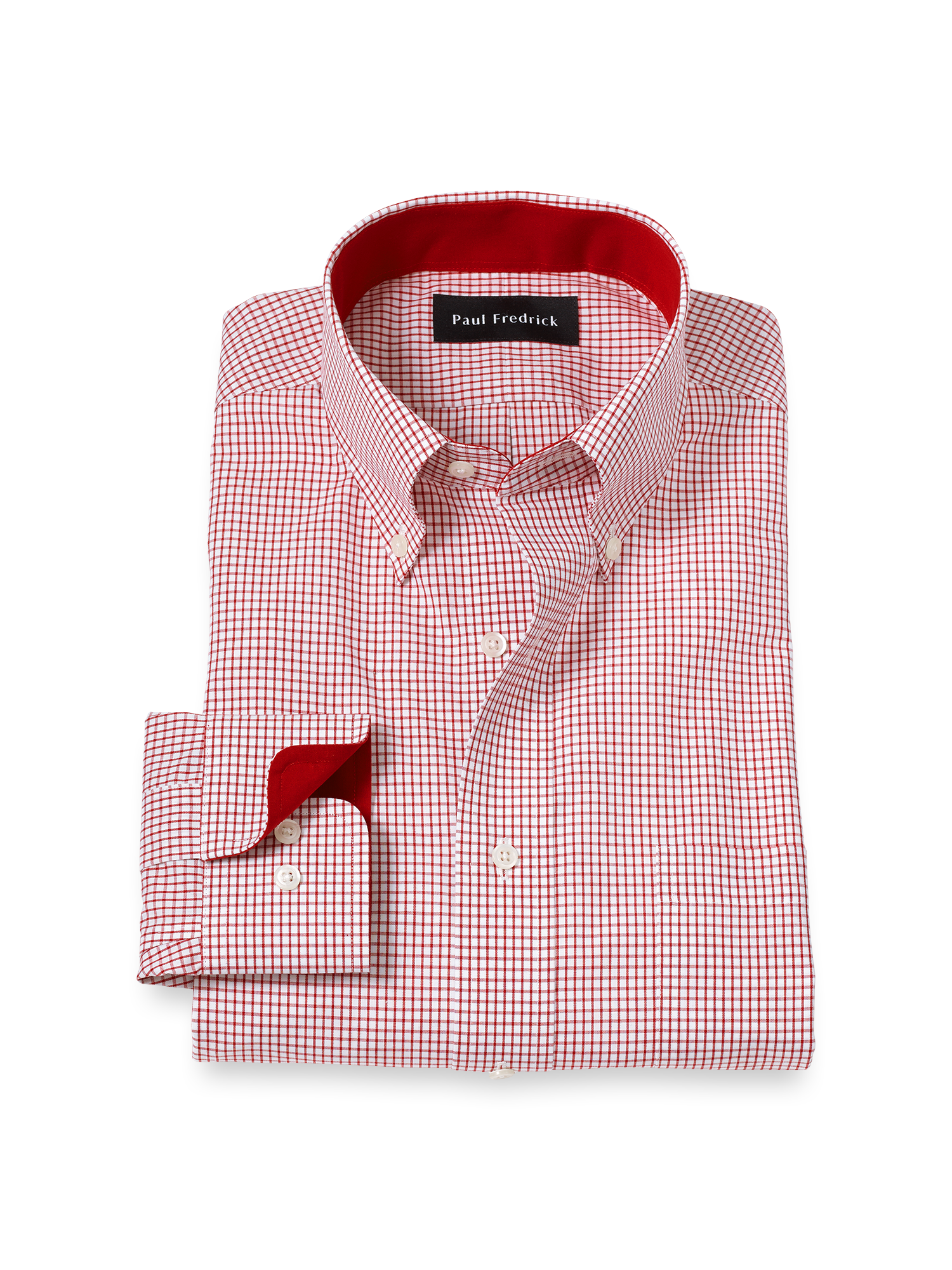 Product Image of Non-iron Cotton Check Dress Shirt With Contrast Trim-1