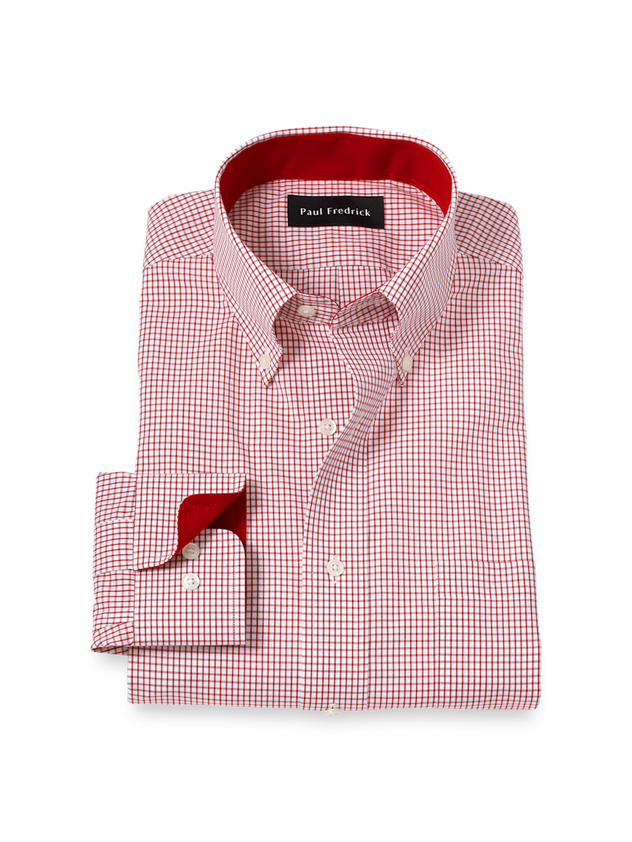 red white dress shirt Burgundy Panda's Mens Slim Fit Designer  tailored Cotton Shirts for Work and French Cuff Half Red Half White Men