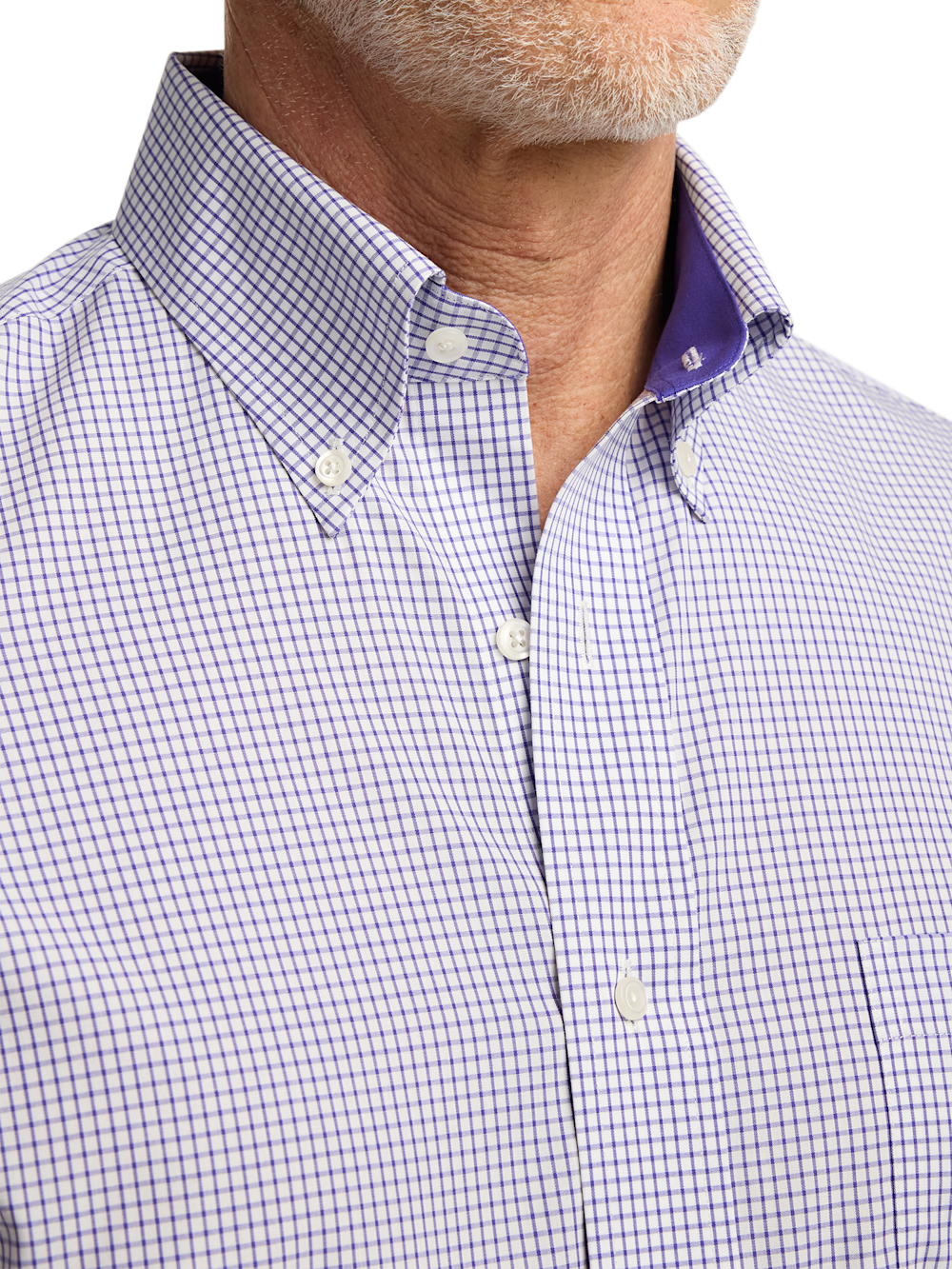 purple and white checkered dress shirt Greenwich Purple Check Dress Shirt Non-Iron, Wrinkle-Resistant & Breathable