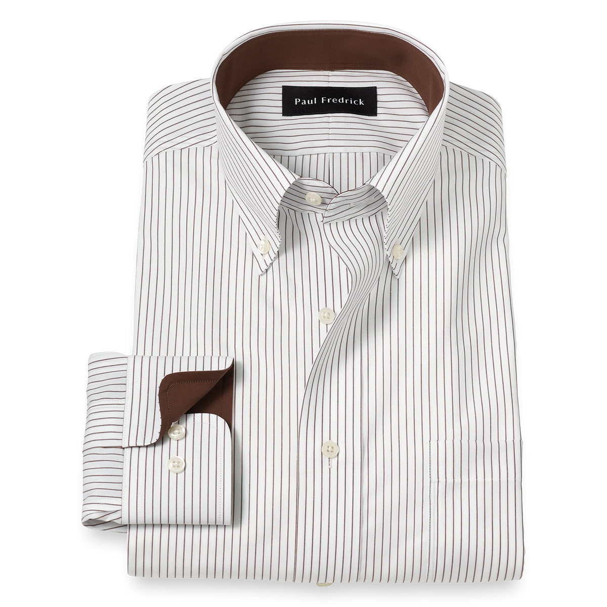 Non-Iron Cotton Stripe Dress Shirt with Contrast Trim