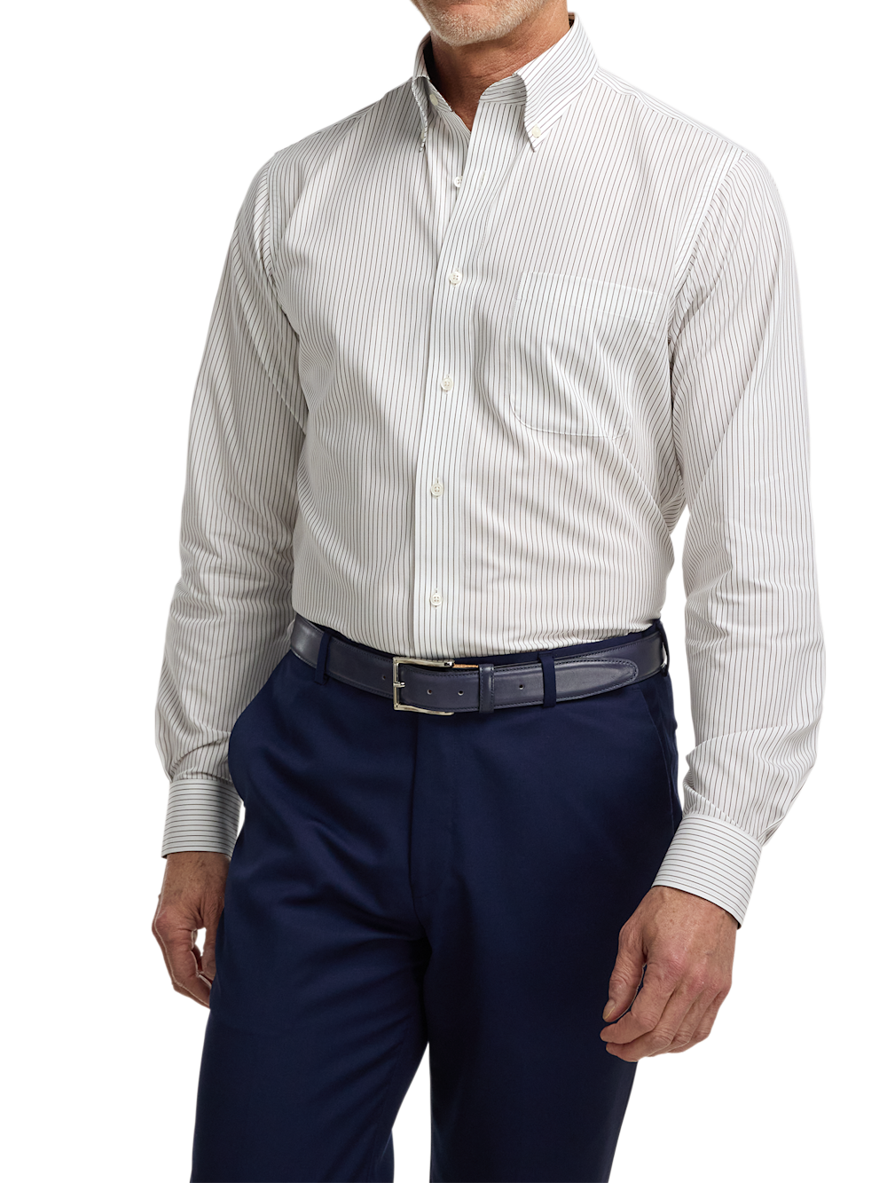 Alternate Image of Non-iron Cotton Stripe Dress Shirt With Contrast Trim-1