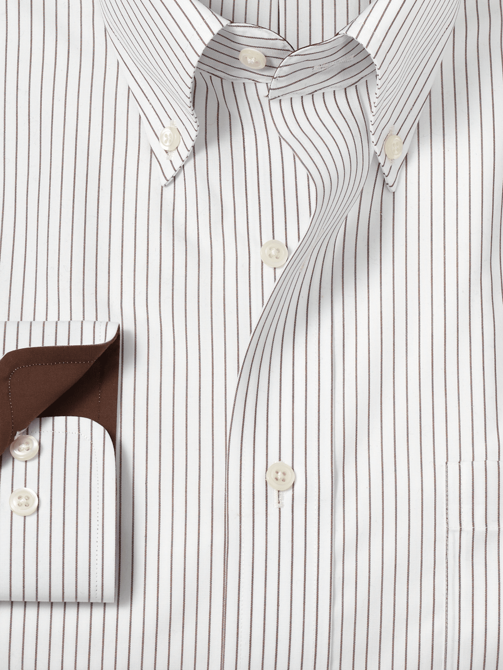 brown and white striped dress shirt Brown Striped Button Down Shirt