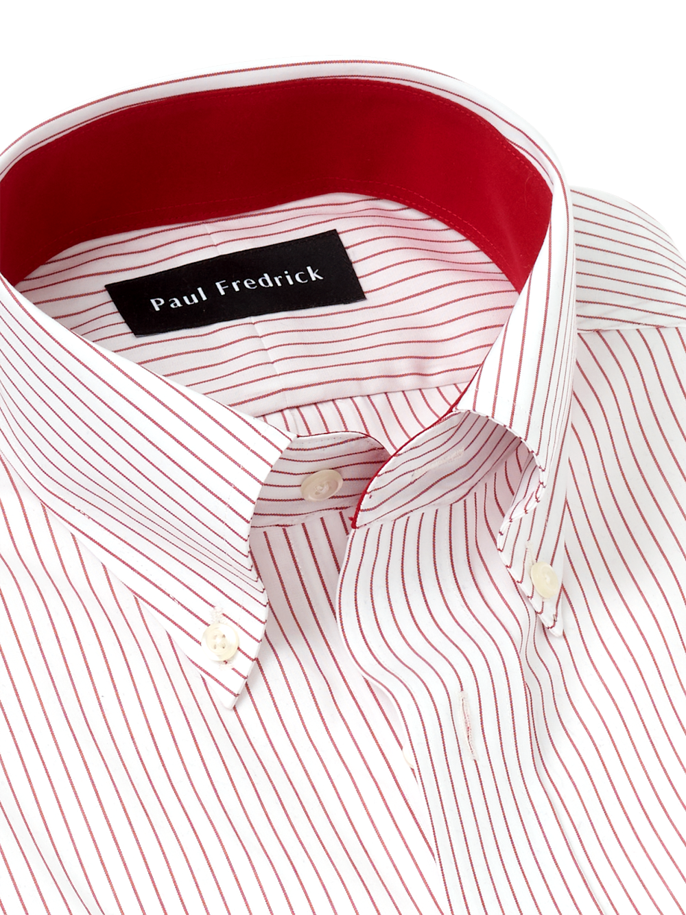 Non-Iron Cotton Stripe Dress Shirt With Contrast Trim - Red Non-Iron Cotton Stripe Dress Shirt With Contrast Trim - Red