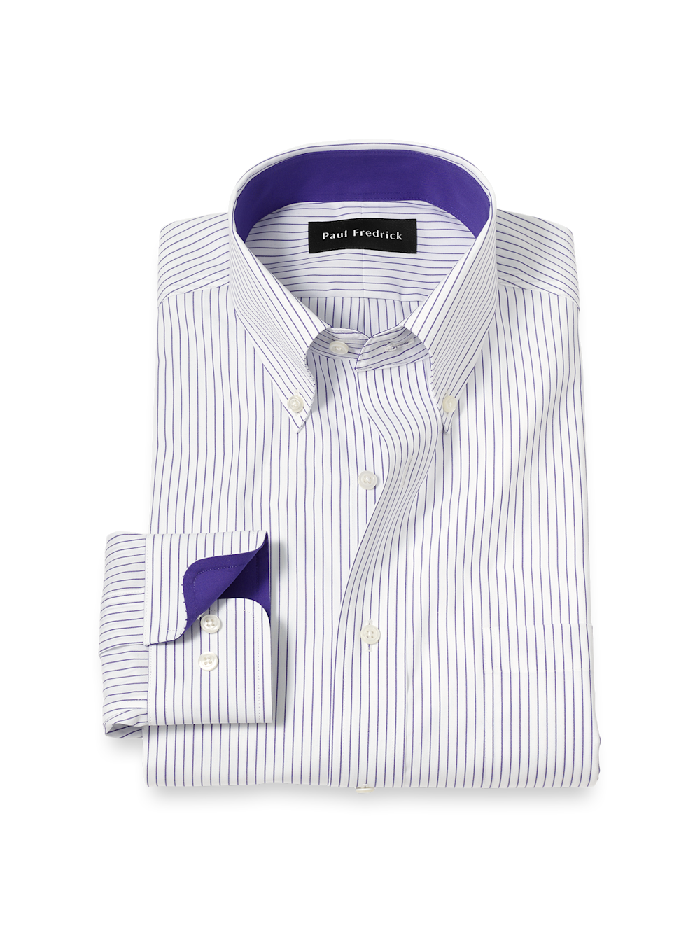 Men's Purple Stripe Shirts Contrast Fabric Inside Neckband And Cuffs
