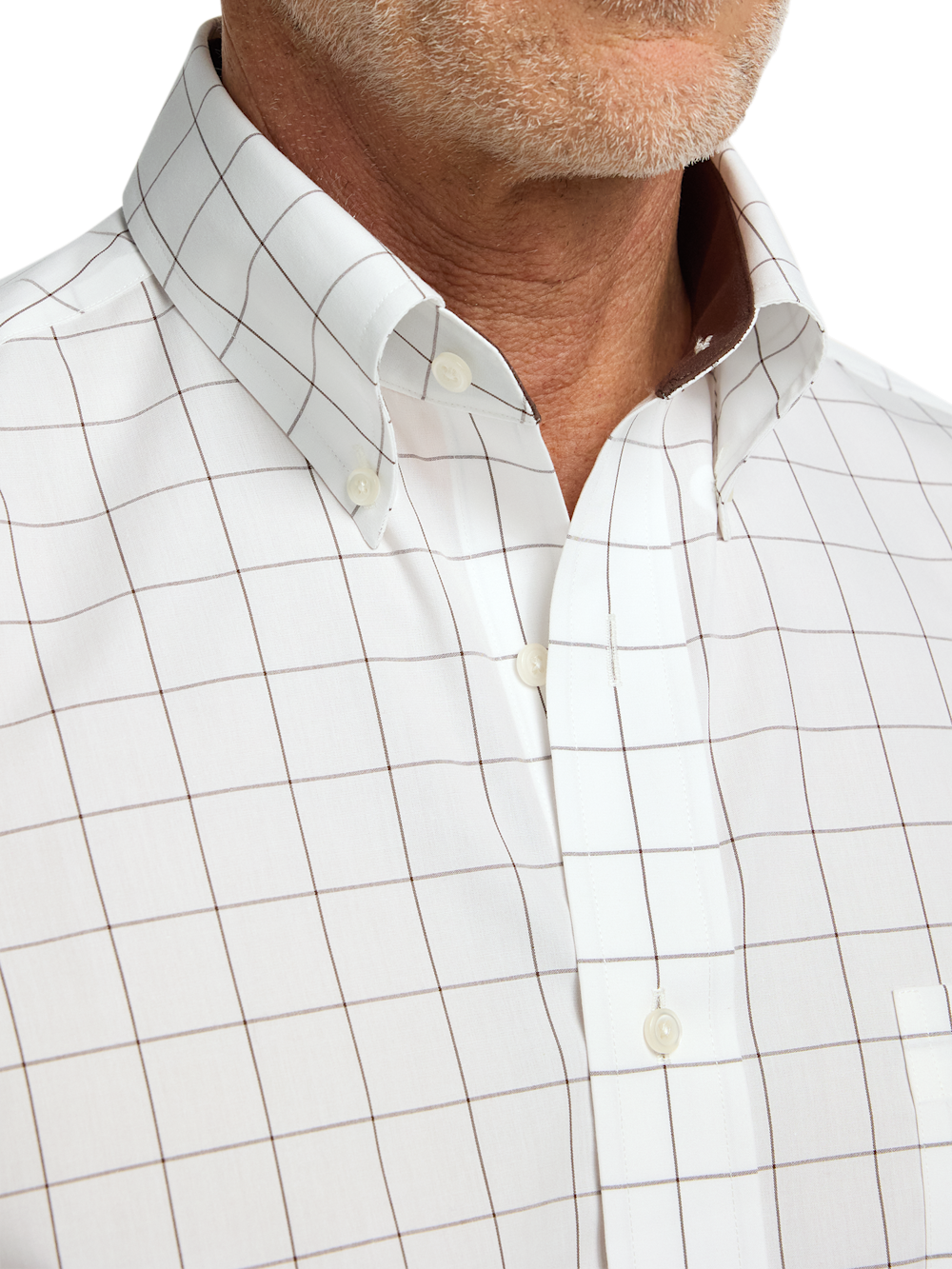 Alternate Shot of Men's Brown Check Shirts Contrast Fabric Inside Neckband And Cuffs - 2