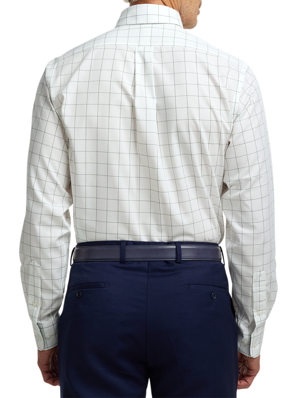 Alternate Image of Non-iron Cotton Windowpane Dress Shirt With Contrast Trim-4